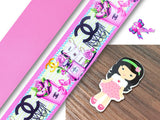 PXQ00499 - 1 Listón Estampado + 1 Listón Unicolor + 1 Resina para Moño