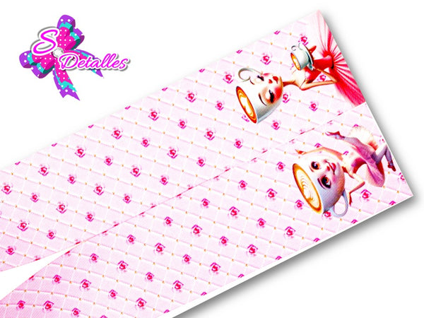 LBP07285 - Listón Estampado de 7,5 cm - Ballerina Capuchina (Tira)