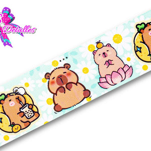 LBP06015 - Listón Estampado de 5,0 cm - Capibara (por metro)