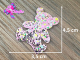 CMS30049 - Fieltro Glitter de 3,5cm x 3cm - Osito Rosado