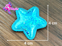 CMS30053 - Vinil Glitter de 4cm x 4cm - Estrella Azul Claro