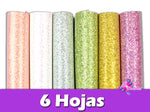 HV000019 - 6 Hojas de Vinil de 15x21 cm - Glitter Panal Pasteles (Pequeñas)