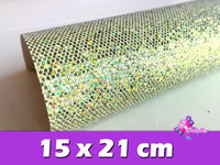 HV000019 - 6 Hojas de Vinil de 15x21 cm - Glitter Panal Pasteles (Pequeñas)