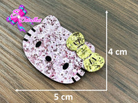 CMS30061 - Fieltro Glitter de 5cm x 4cm - Hello Kitty Rosada