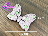 CMS30064 - Fieltro Glitter de 5,5cm x 4cm - Moño Minnie Rosado