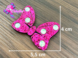 CMS30065 - Fieltro Glitter de 5,5cm x 4cm - Moño Minnie Fucsia