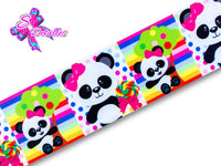 Barrotado Animales – Panda, Fondo Multicolor, Colores Vivos, Fondo Blanco con Puntos, Árbol, 