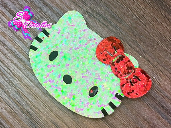 CMS30063 - Fieltro Glitter de 5cm x 4cm - Hello Kitty Blanca