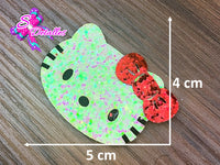 CMS30063 - Fieltro Glitter de 5cm x 4cm - Hello Kitty Blanca