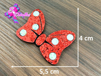 CMS30067 - Fieltro Glitter de 5,5cm x 4cm - Moño Minnie Rojo