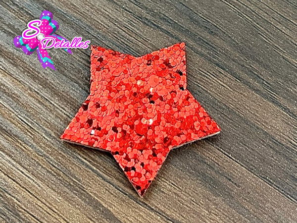 CMS30007 - Fieltro Glitter de 3cm x 3cm - Estrellas Rojas