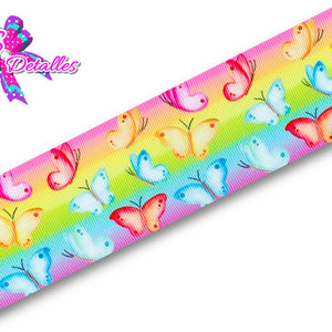 LBP06007 - Listón Estampado de 5,0 cm - Mariposas (por Metro)