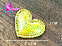 CMS30072 - Vinil Glitter de 3,5cm x 3cm - Corazon Dorado