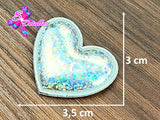 CMS30073 - Vinil Glitter de 3,5cm x 3cm - Corazon Plata