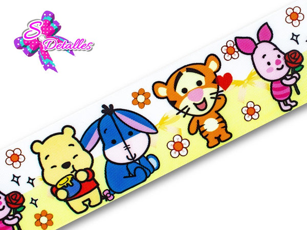 LBP07370 - Listón Impreso de 7,5 cm - Winnie Pooh (por metro)