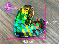 CMS20003 - Corazon Lentejuela 4,5cm por 4,5cm - Multicolor