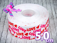LBP06075 - Listón Impreso de 5,0 cm - Love (por Metro)