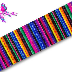 LBP07158 - Listón Estampado de 7,5 cm - Zarape (por metro)