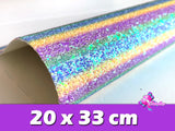 HV000026 - 5 Hojas de Vinil de 20x33 cm - Glitter Multicolor (Medianas)