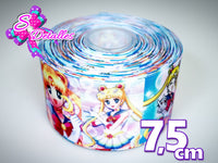 LBP07381 - Listón Impreso de 7,5 cm - Sailor Moon (por metro)