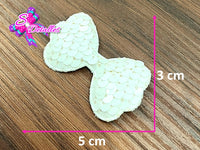 CMS20015 - Moño Lentejuela 5cm por 3cm - Blanco