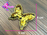CMS20018 - Mariposa Lentejuela 5cm por 4cm - DoradoPlata