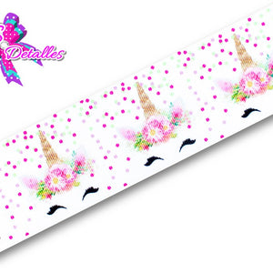 LBP06010 - Listón Estampado de 5,0 cm - Unicornio (por Metro)