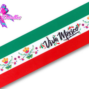 LBP07354 - Listón Estampado de 7,5 cm - Mexico (por Metro)
