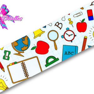 LBP07101 - Listón Estampado de 7,5 cm - Escuela (por Metro)