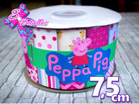 LBP07279 - Listón Impreso de 7,5 cm - Peppa Pig (por Metro)