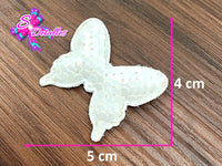 CMS20023 - Mariposa Lentejuela 5cm por 4cm - Blanco