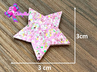 CMS30009 - Fieltro Glitter de 3cm x 3cm - Estrellas Rosa Multicolor