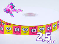 LBP04107 - Listón Impreso de 2,5 cm - Bob Esponja (por metro)