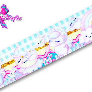 LBP06013 - Listón Estampado de 5,0 cm - Unicornio (por Metro)