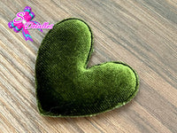 CMS30135 - Terciopelo de 5cm x 5cm - Corazon Verde Olivo