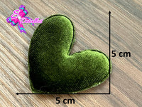 CMS30135 - Terciopelo de 5cm x 5cm - Corazon Verde Olivo