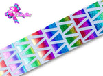 Liston Holograma Formas – Triángulos de colores, Multicolor, Degradado, Colores Fuertes, Fondo Blanco, 