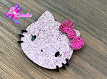 CMS30014 - Fieltro Glitter de 3,5cm x 3,5cm - Hello Kitty - Rosa