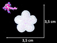 CMS30036 - Vinil Glitter de 3,5cm x 3,5cm - Flor Blanca