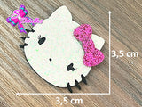 CMS30015 - Fieltro Glitter de 3,5cm x 3,5cm - Hello Kitty - Blanca