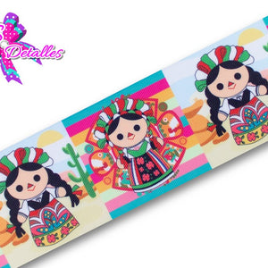 LBP07147 - Listón Estampado de 7,5 cm - Mexico (Por metro)