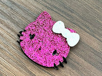 CMS30016 - Fieltro Glitter de 3,5cm x 3,5cm - Hello Kitty - Fucsia