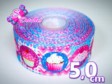 LBP06138 - Listón Impreso de 5,0 cm - Cupcakes (por metro)