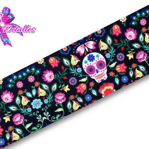 LBP07163 - Listón Estampado de 7,5 cm - Catrina (Por metro)