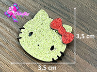 CMS30018 - Fieltro Glitter de 3,5cm x 3,5cm - Hello Kitty - Dorada