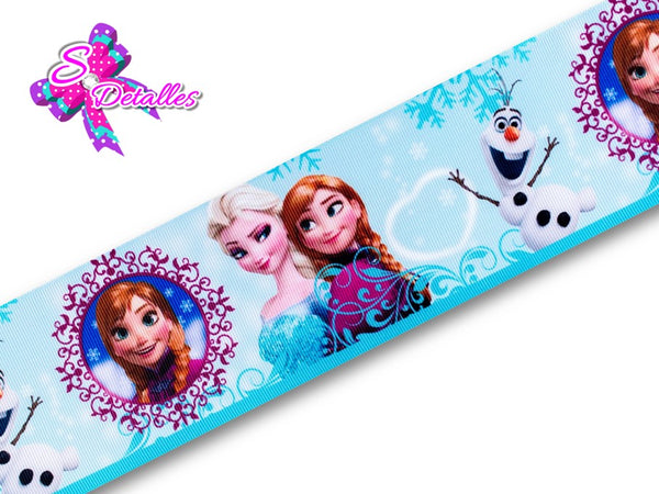 Barrotado Impreso con personajes Disney – Frozen, Ana y Elsa, Fondo Azul, Copos de Nieve, Olaf, Princesas, 
