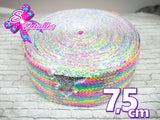 LBL07021 - Listón Lentejuela de 7,5 cm - Multicolor Pasteles / Tornasol (por Metro)