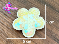 CMS30025 - Lentejuela de 5cm x 5cm - Flor Blanca